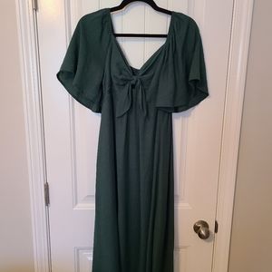 Pinkblush | Small | Hunter Green | Front Tie Ruffle Sleeve Maternity Midi Dress